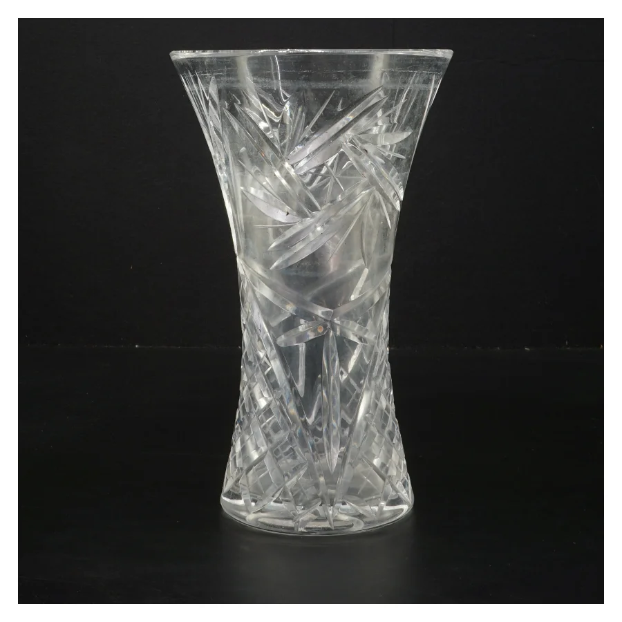 Glasvase med mønster (str. Ø 12,5 cm højde 20,5 cm)