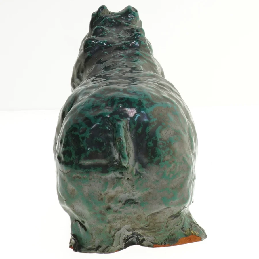 Keramisk flodhest figur (str. 24x8,5 cm)