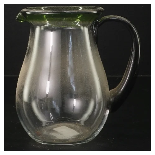 Glas kande med grøn kant (str. 17x13 cm)