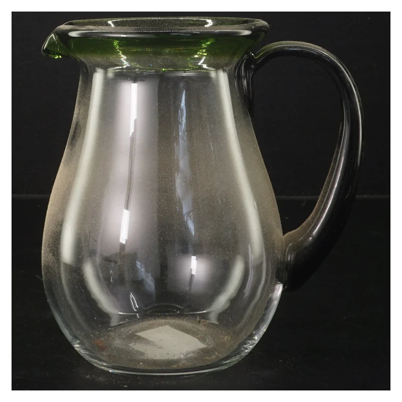 Glas kande med grøn kant (str. 17x13 cm)