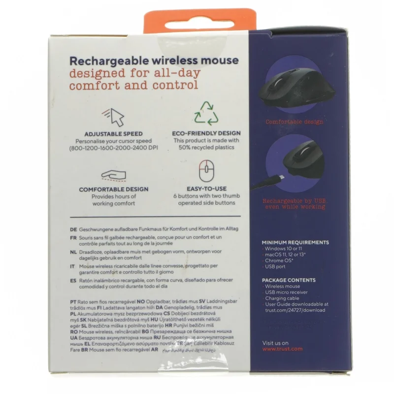 Trust Fyda genopladelig trådløs mus fra Trust (str. 13x15 cm)