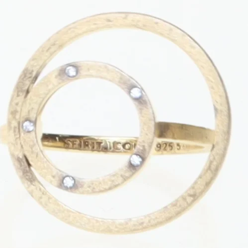 Guldring med diamanter i sterling sølv (str. 54 mm)