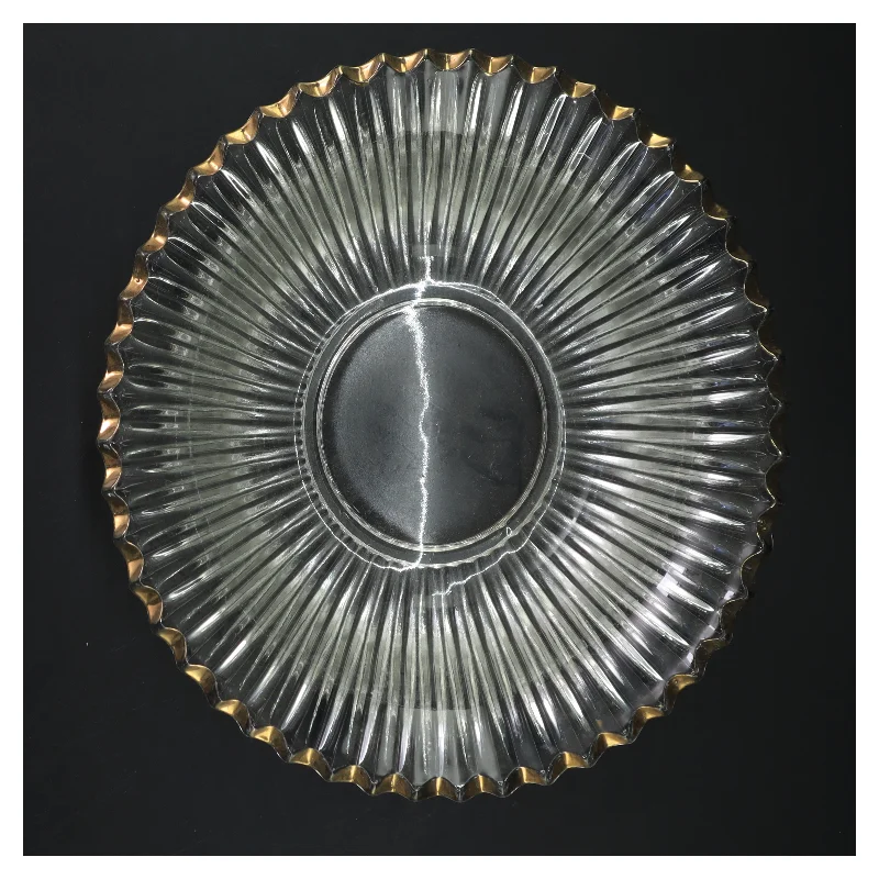 Glasfad med guldkant (str. Ø 24 cm)