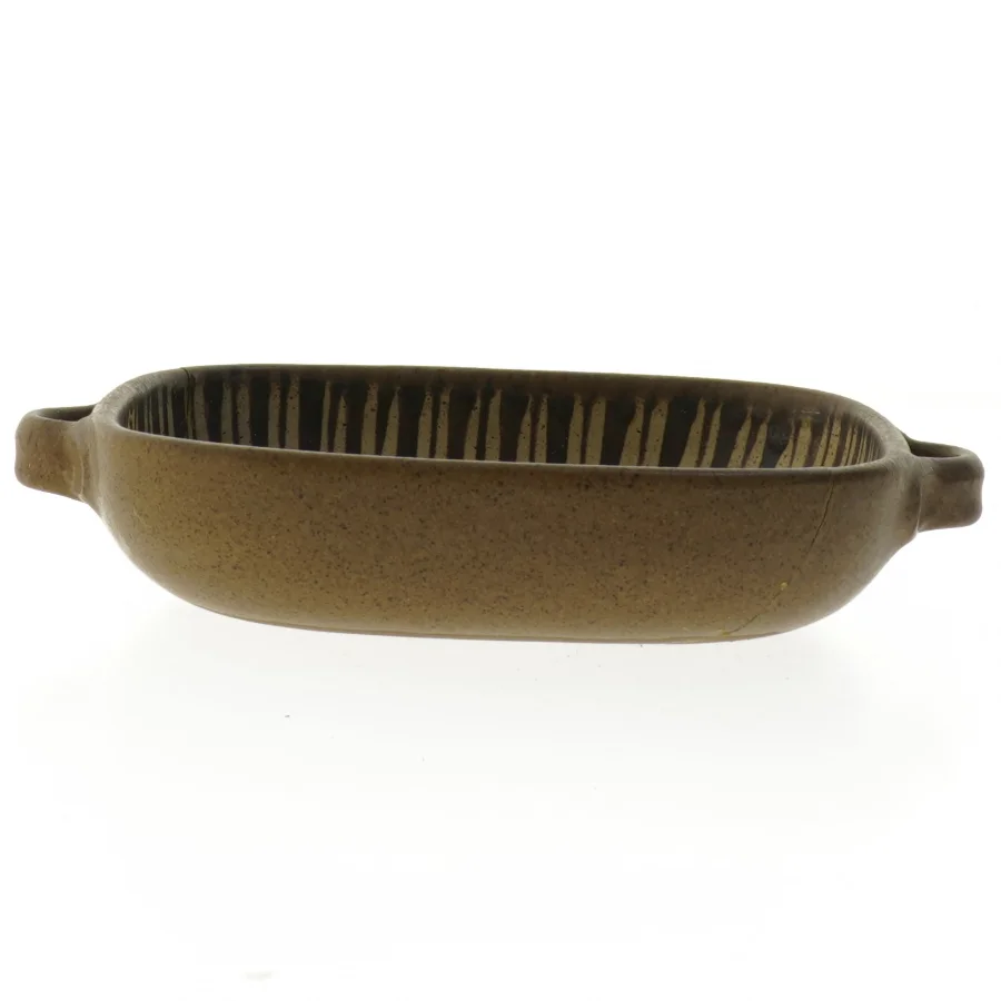 Keramisk fad med håndtag fra Dybdahl (str. 18x14,5 cm)