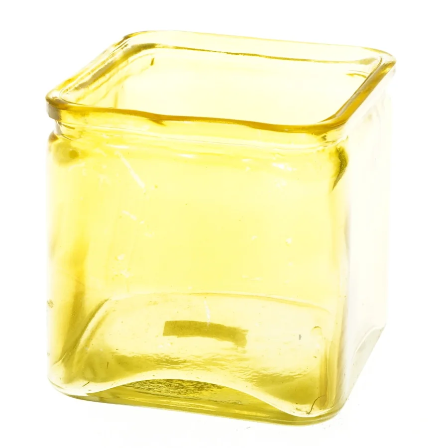 Gul glasvase 12x12 cm (str. 12x12x12 cm)