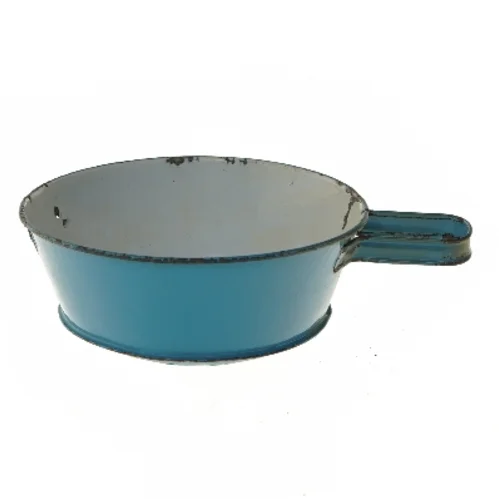 Blå emalje si med håndtag (str. Ø 22 cm)