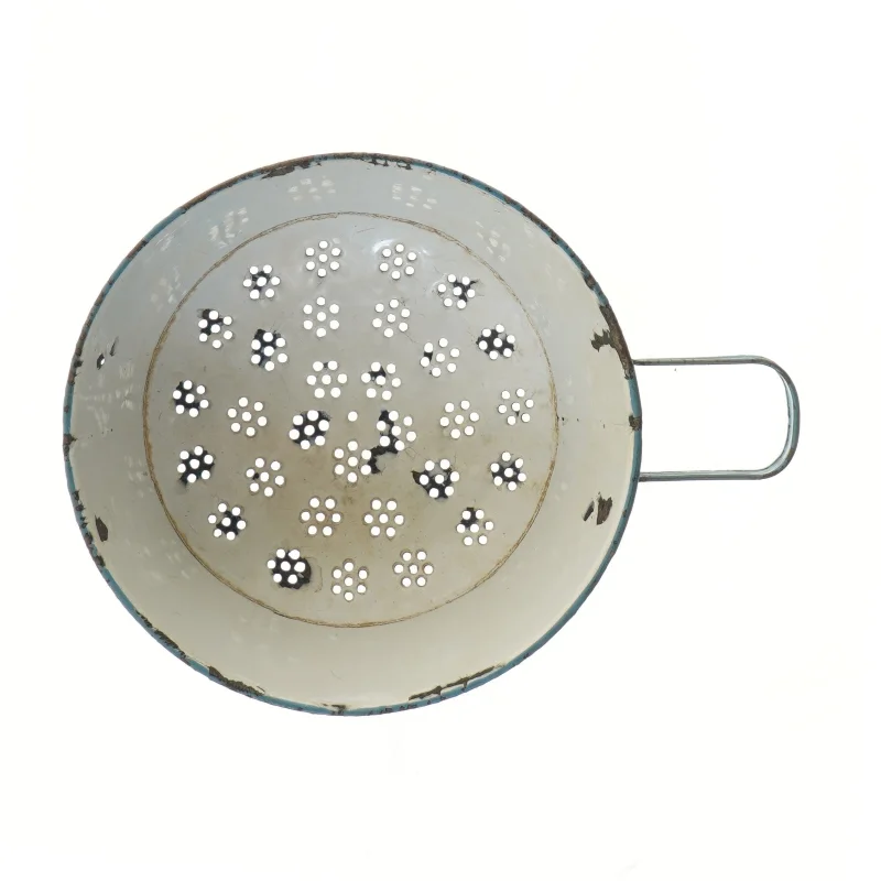 Blå emalje si med håndtag (str. Ø 22 cm)