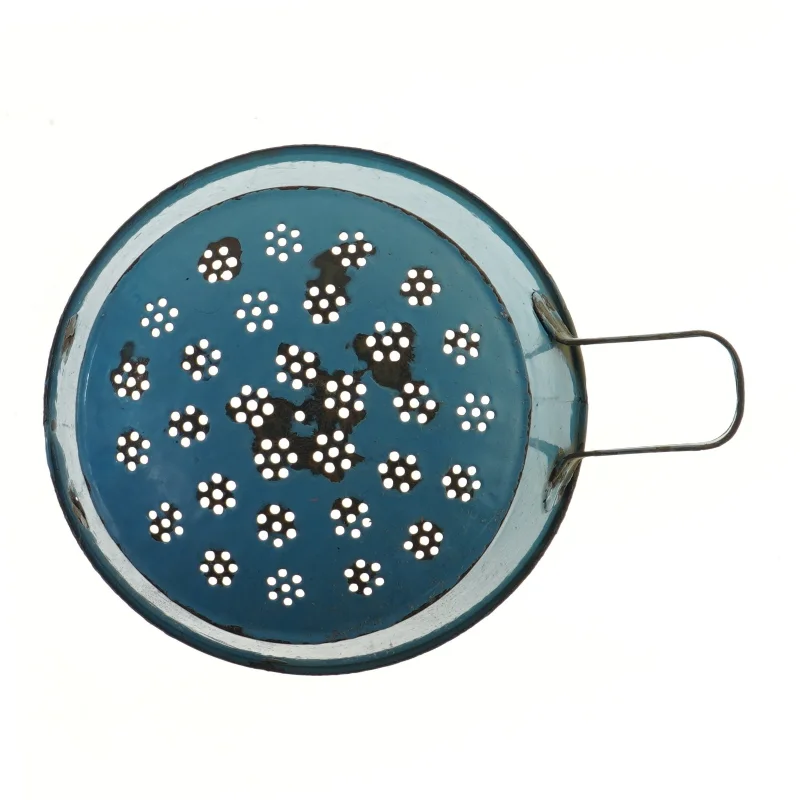 Blå emalje si med håndtag (str. Ø 22 cm)