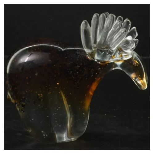 Glasfigur af en elg (str. 14x14 cm)
