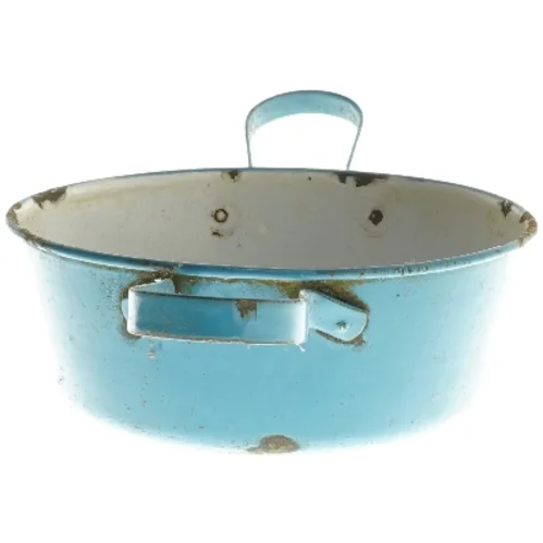 Blå emaljeret si med hank, madam blå emalje (str. Ø 19 cm)