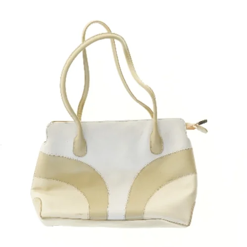 Hvid og beige håndtaske fra David Jones (str. 38x24 cm)