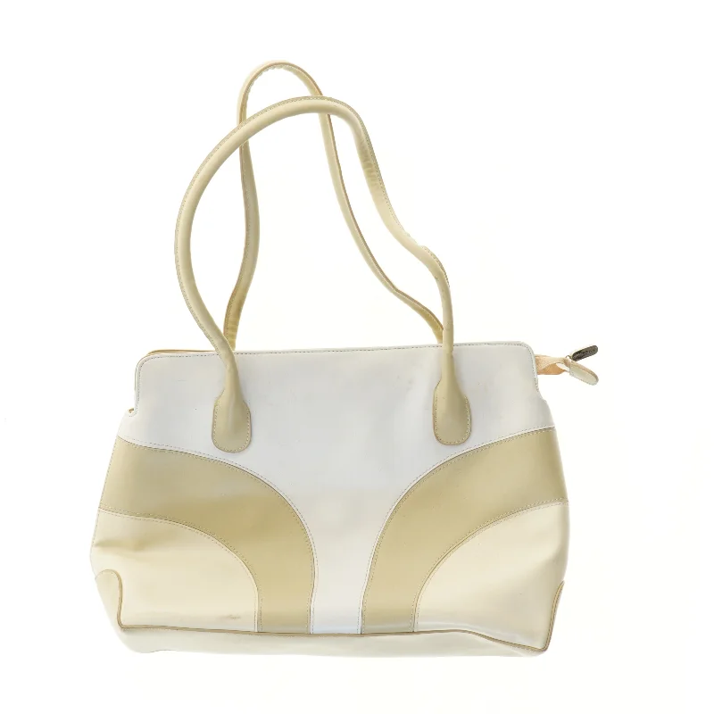 Hvid og beige håndtaske fra David Jones (str. 38x24 cm)