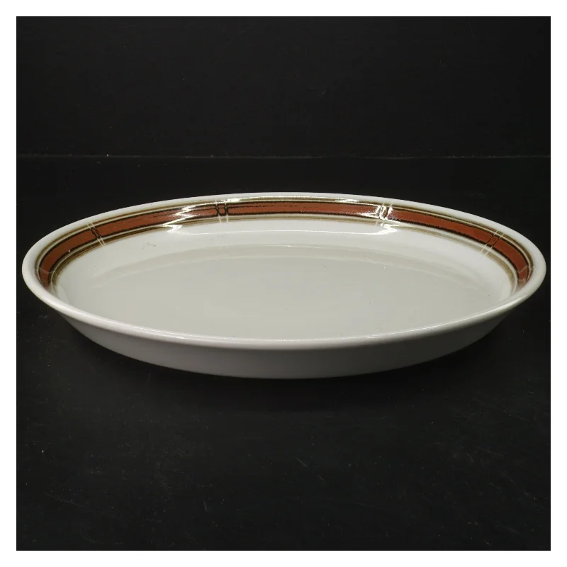 Porcelænsfad med brun kant fra Desiree (str. Ø 27 cm)