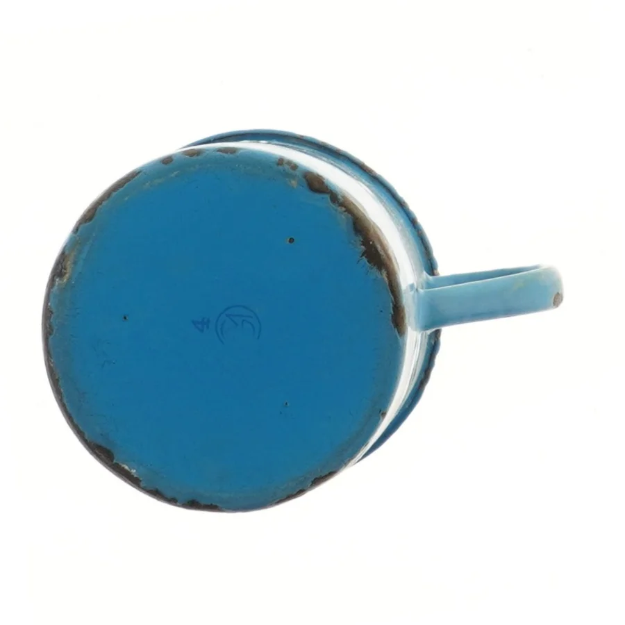 Blå emaljekrus (str. Ø 11 cm længde 13,5 cm)