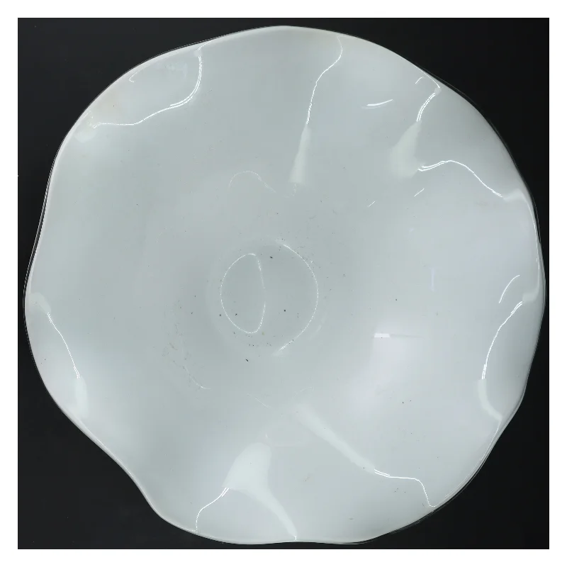 Hvid dekorativ glasskål (str. Ø 30,5 cm)