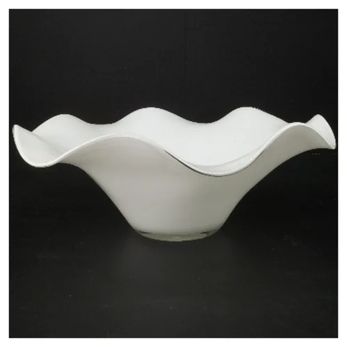 Hvid dekorativ glasskål (str. Ø 30,5 cm)