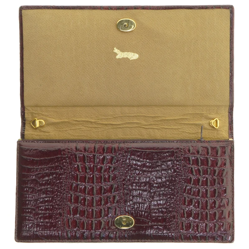 Elegant pung med krokodillemønster (str. 26x14 cm)