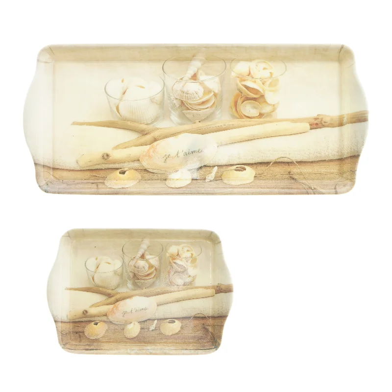 Serveringsbakker med maritime motiv (str. 21x14 & 39x17,5 cm)