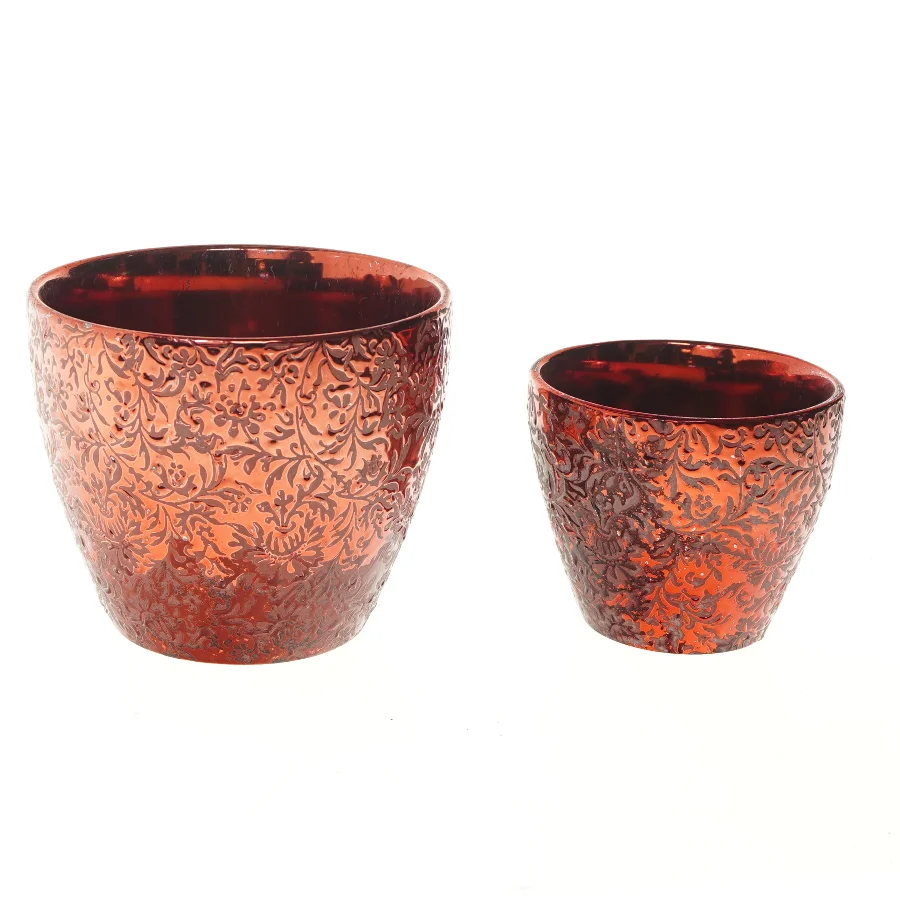 Røde glas vaser sæt fra Krifon (str. 2 stk Ø 13,5 & 19 cm længde 12 & 16 cm)