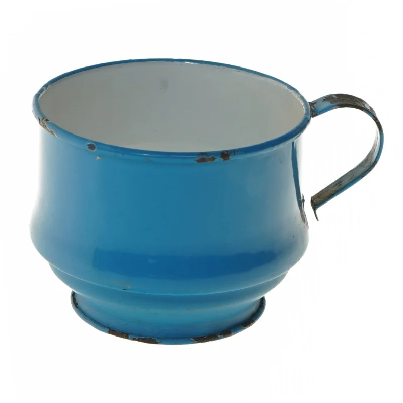 Blå emaljekrus (str. Ø 11 cm længde 8 cm)