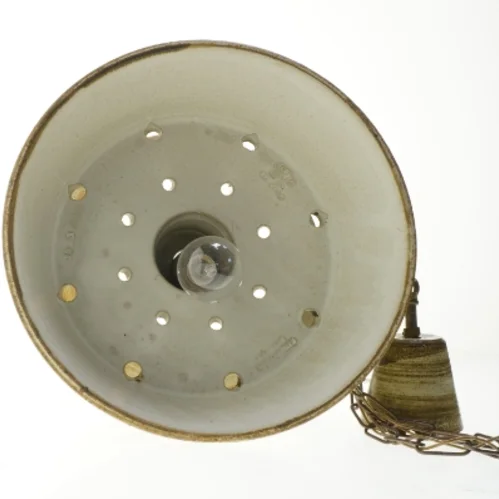 Keramik hængelampe med kæde (str. Ø 33 cm)