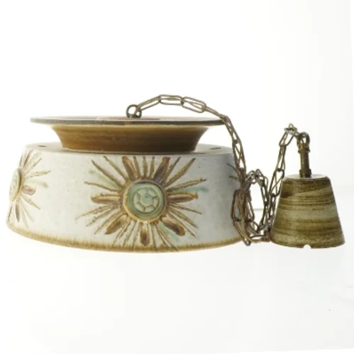 Keramik hængelampe med kæde (str. Ø 33 cm)