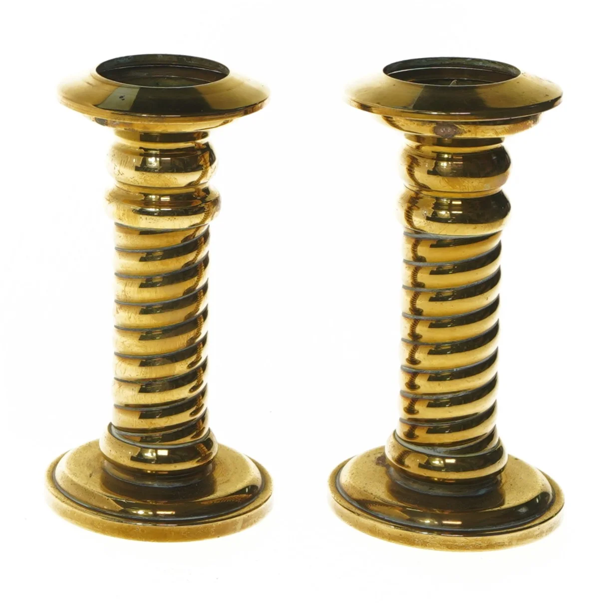 To messing lysestager (str. 2 stk 13,5 cm)