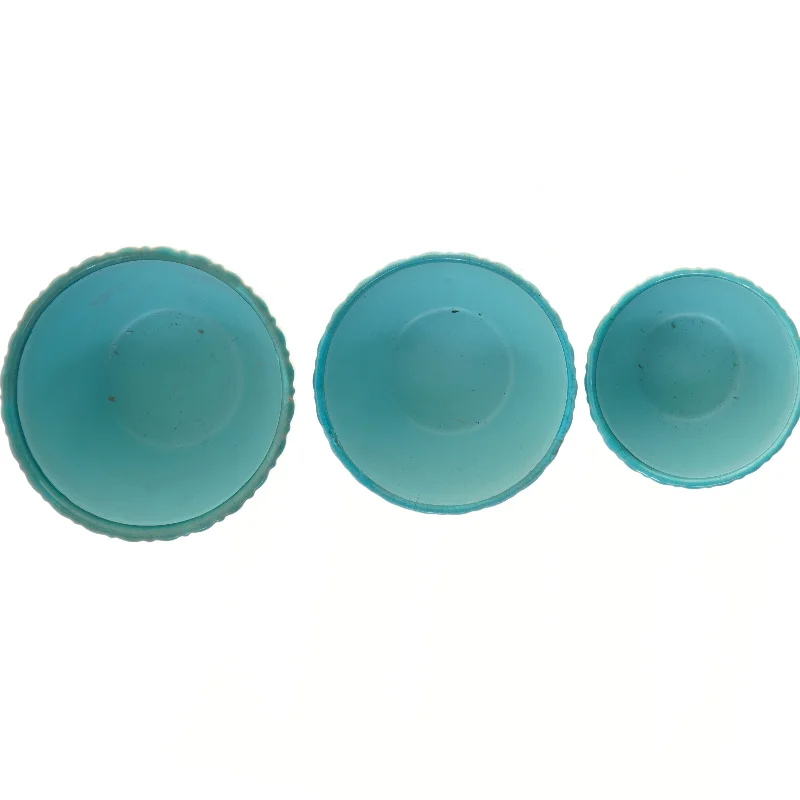 Sæt med 3 turkise skåle fra I. C. Lauvring (str. Ø 20-15 cm)