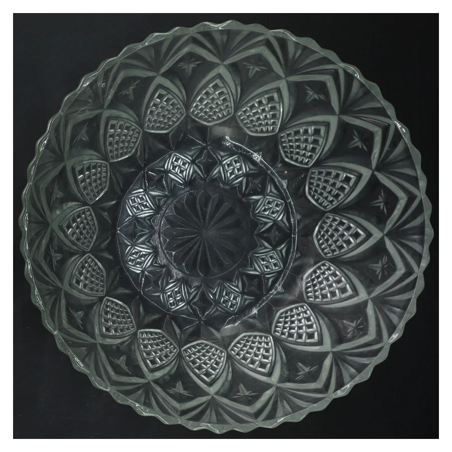 Glas skål med mønster (str. Ø 24 cm)