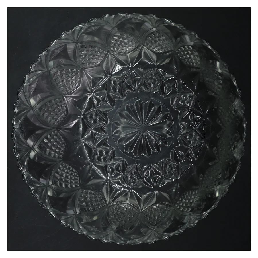 Glas skål med mønster (str. Ø 24 cm)