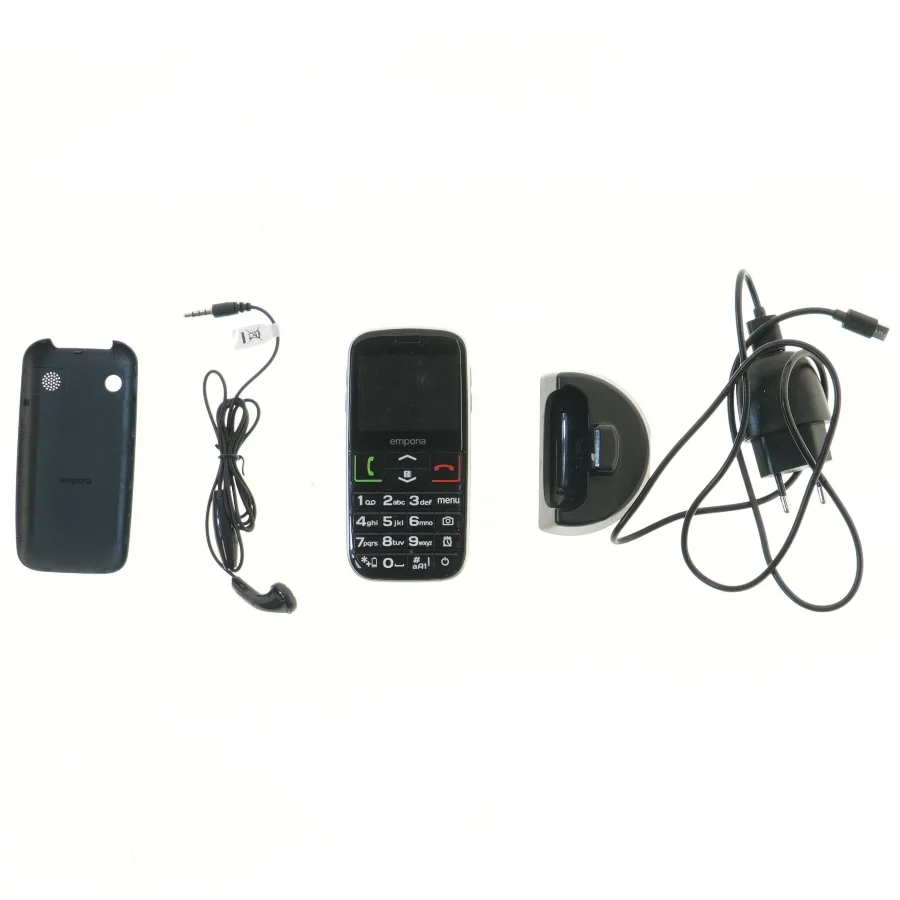 Emporia mobiltelefon med tilbehør fra Emporia (str. 12x6 cm)