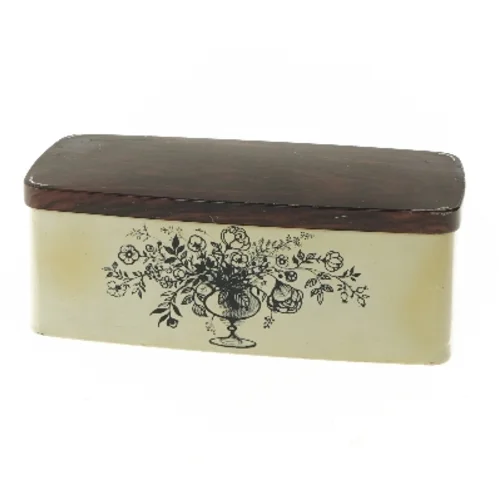 Vintage metal boks med blomsterdesign fra Ira (str. 24,5x12 cm)