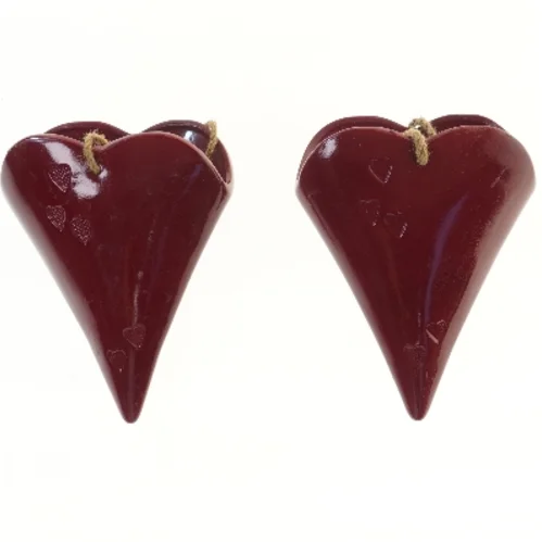 Røde hjerteophæng (str. 26x20x10, 2 styk cm)