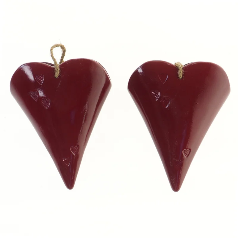 Røde hjerteophæng (str. 26x20x10, 2 styk cm)