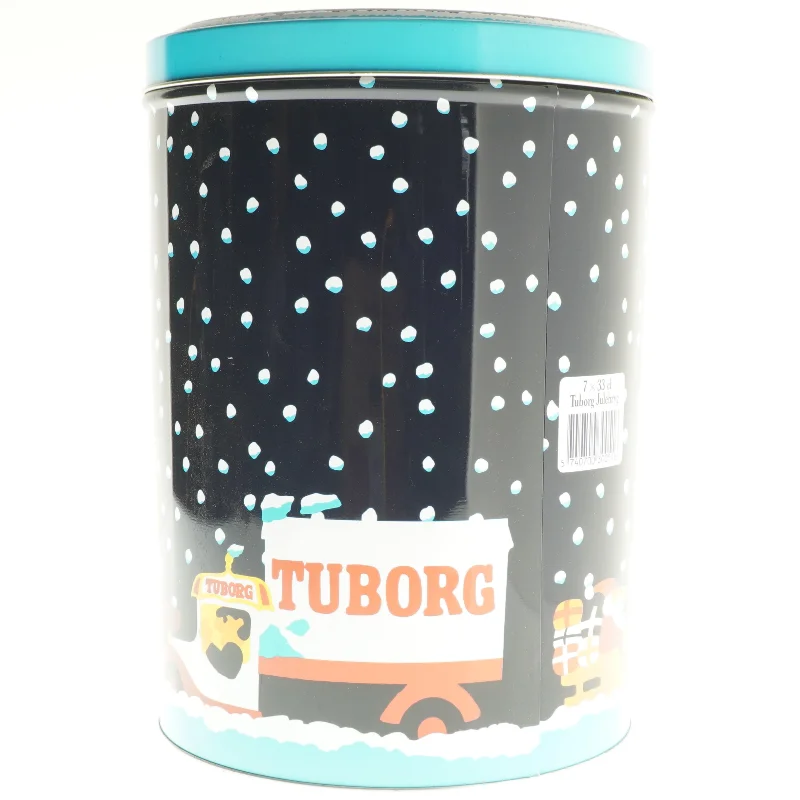 Tuborg julebryg opbevaringsdåse (str. Ø 19,5 cm længde 27,5 cm)