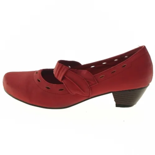 Røde damesko med hælstraps (str. 38 )