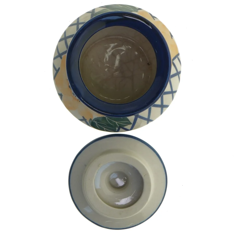 Keramik krukke med låg (str. 10x12,5 cm)