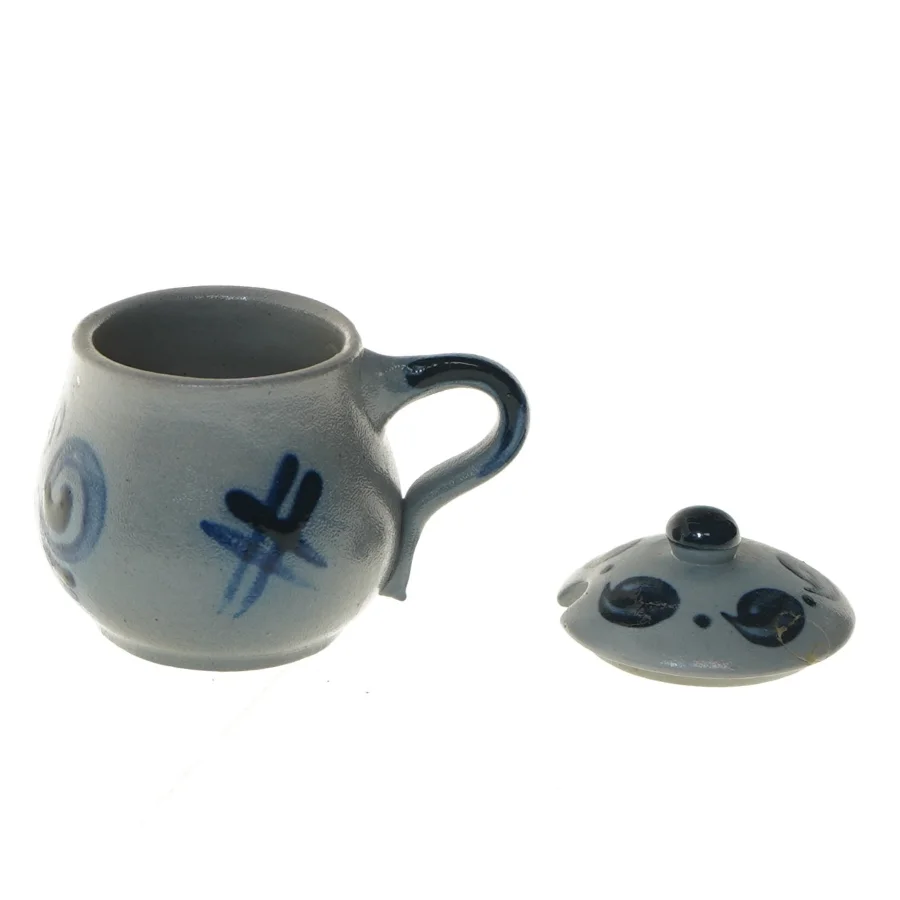 Dekorativ krukke med låg (str. Ø 6 cm længde 7 cm)