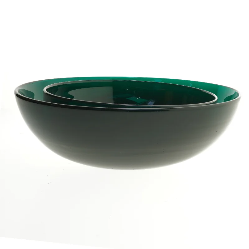 To grønne glasskåle fra holmegård (str. 2 styk. ø. 24,5 cm. og. ø. 32 cm)