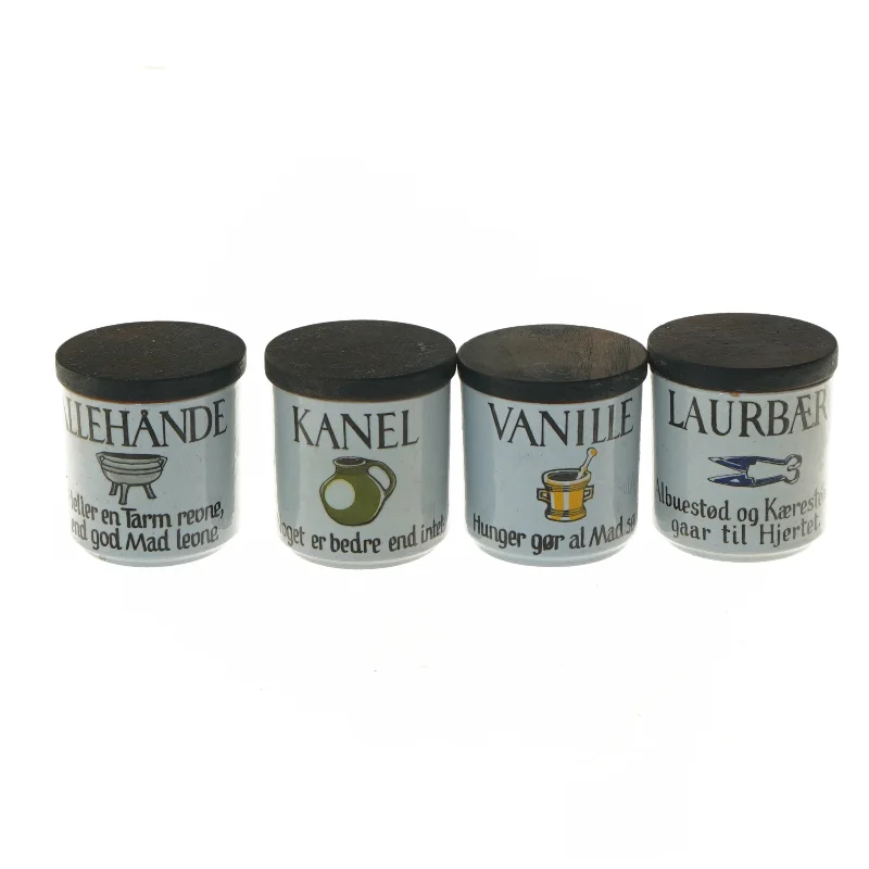 Keramiske krydderikrukker sæt fra Knabstrup (str. 4 styk, 8 cm)