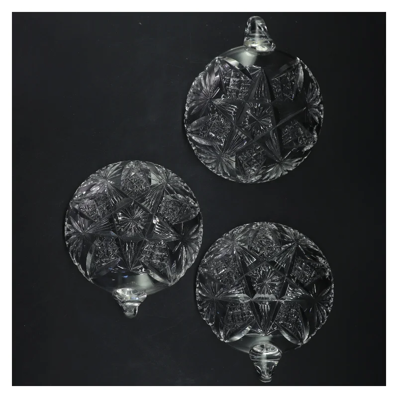 Krystal skåle med håndtag (str. 3 stk Ø 12 cm)