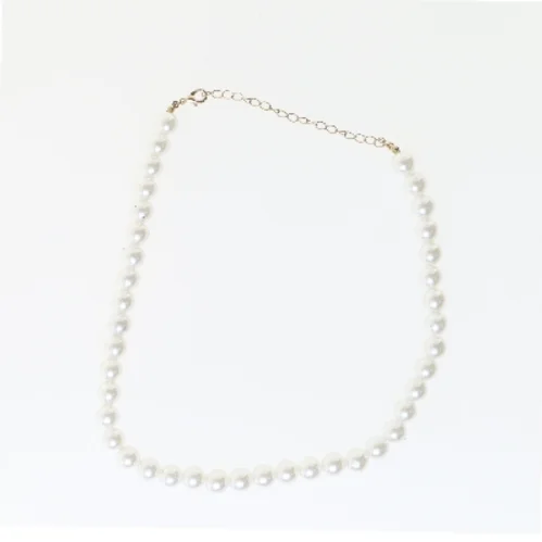 Perlekæde med guldkæde (str. 44 cm)