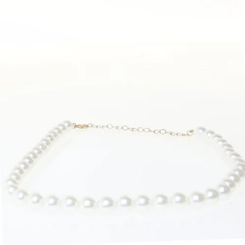 Perlekæde med guldkæde (str. 44 cm)