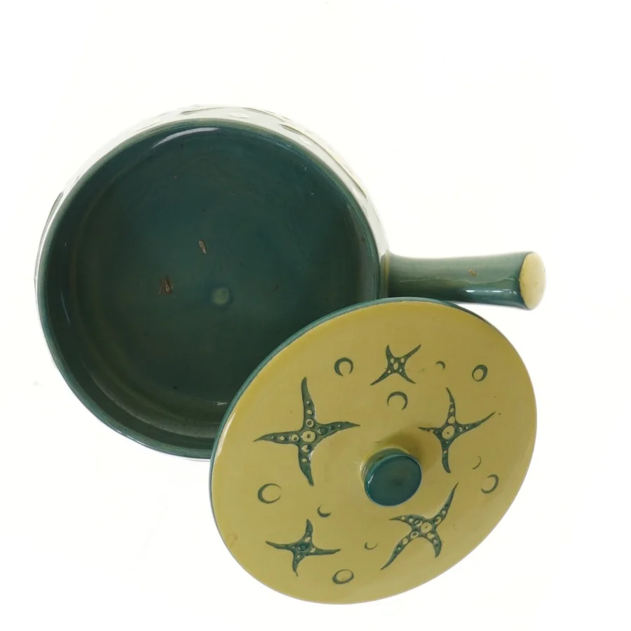 Keramisk gryde med låg (str. Ø 14,5 cm)