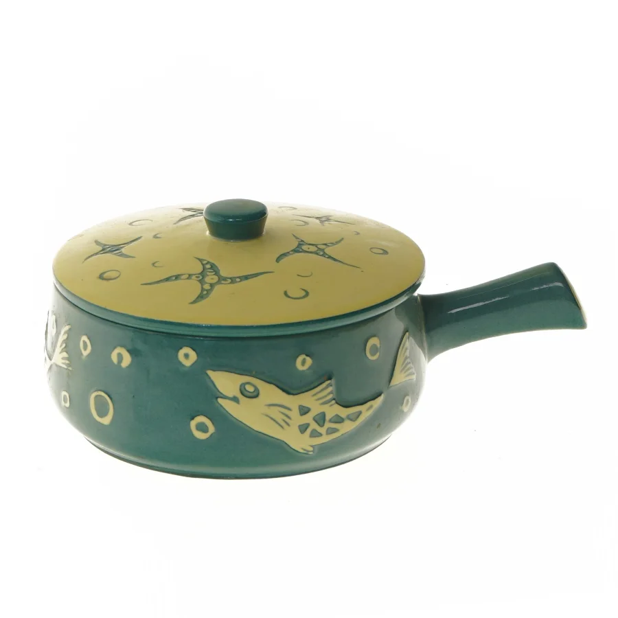 Keramisk gryde med låg (str. Ø 14,5 cm)