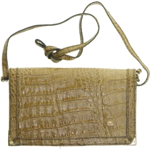 Brun krokodillemønster håndtaske (str. 24x15 cm)