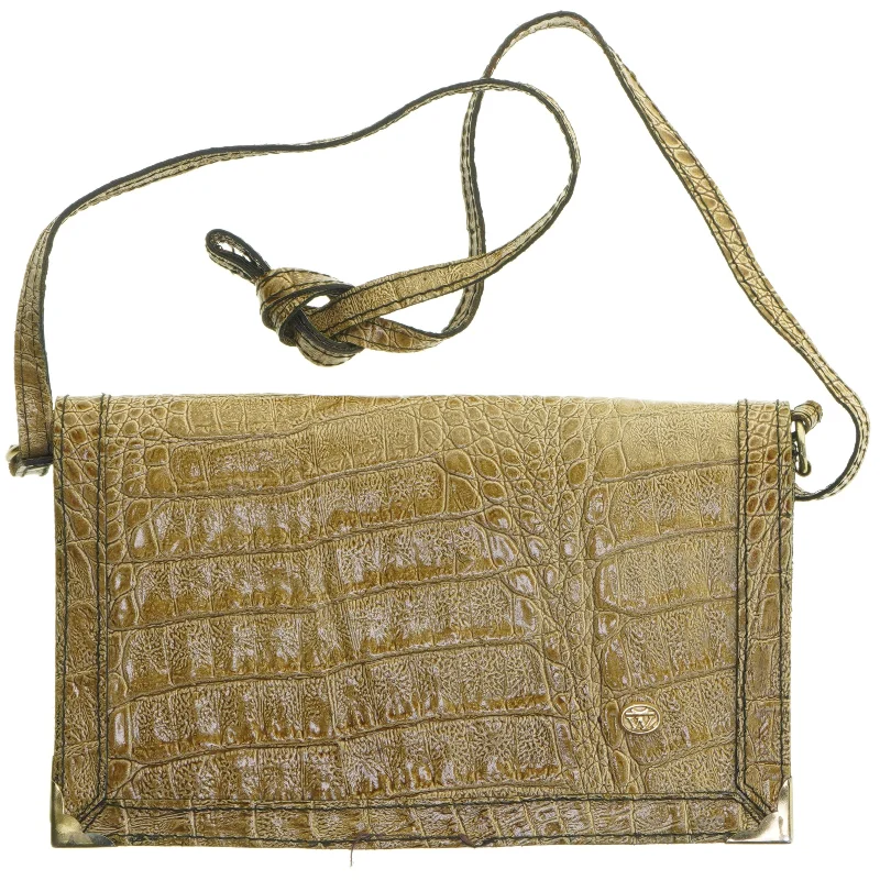 Brun krokodillemønster håndtaske (str. 24x15 cm)