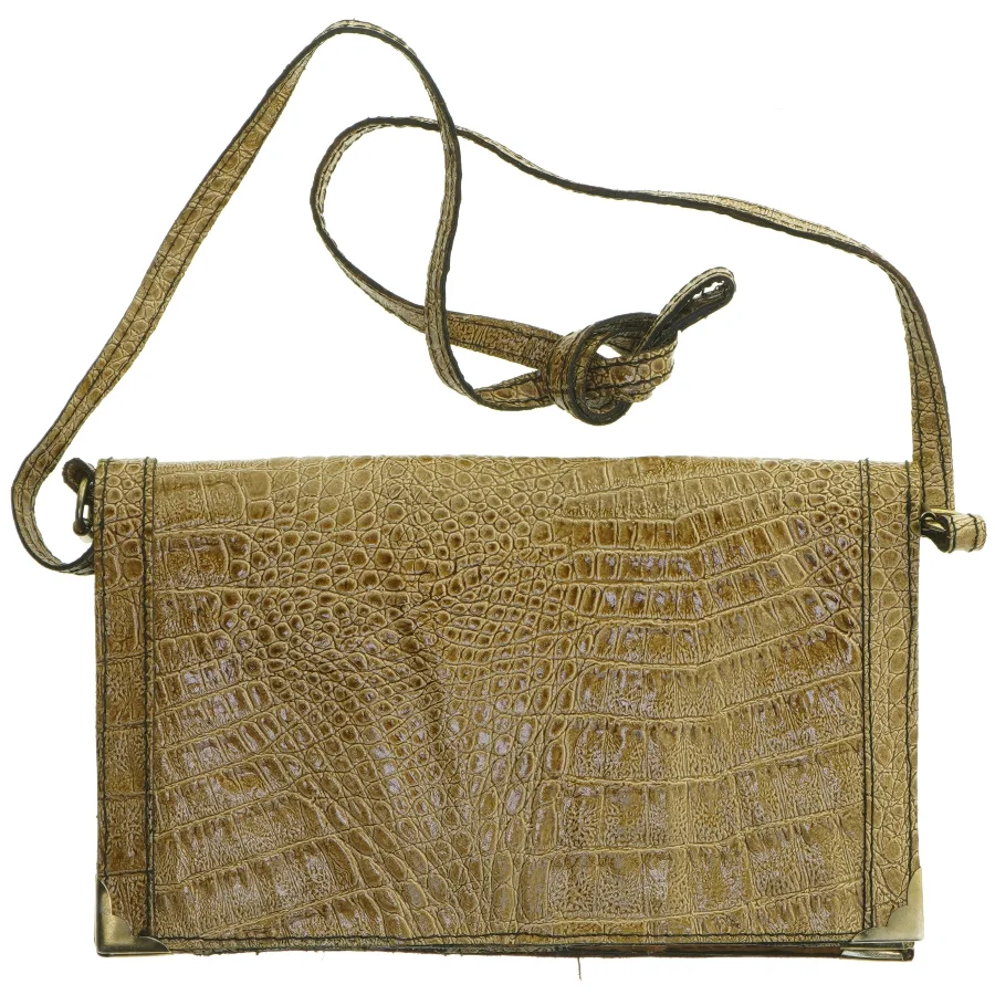 Brun krokodillemønster håndtaske (str. 24x15 cm)