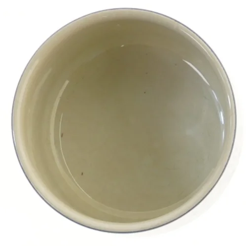 Keramik krukke med trælåg fra Knabstrup (str. Ø 13x8,5 cm)