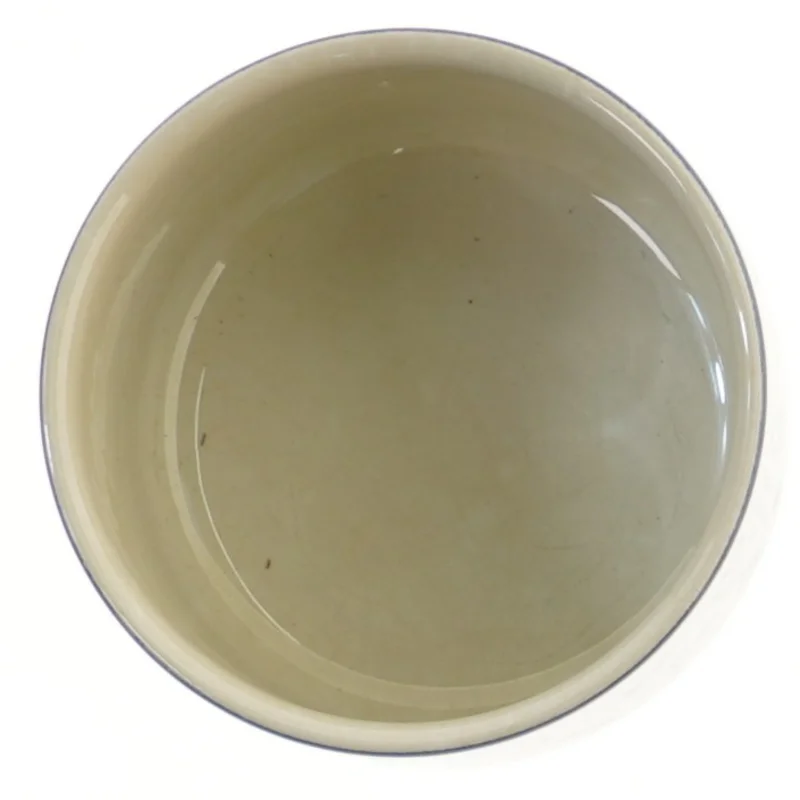 Keramik krukke med trælåg fra Knabstrup (str. Ø 13x8,5 cm)